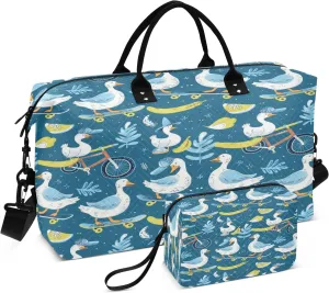 Travel Duffle Bag, Goose Skateboard Gym Bag with Storage Bag Weekender Overnight Bag for Men Women Trip Sports Yoga