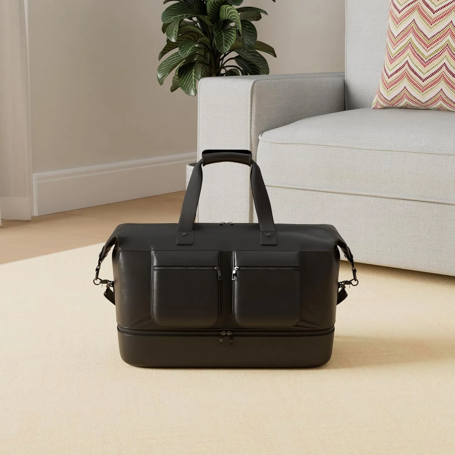 Travel Duffle Bag, Leather Overnight Bag for Mens Women Carry on Bag Weekender Bags Travel Tote Bags Large Duffle Bag