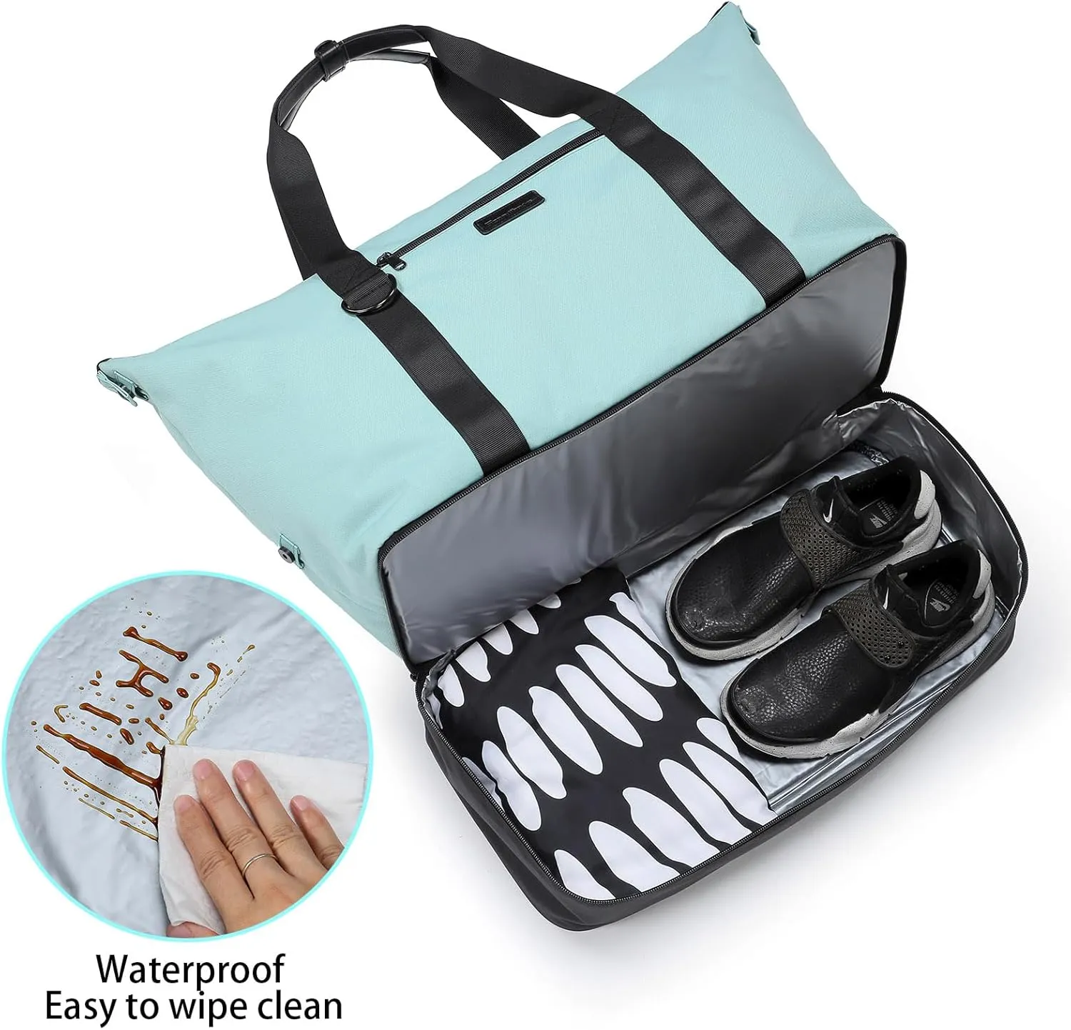 Travel Duffle Bag Weekender Bag with Shoe Compartment, Waterproof Travel Bag, Carry on Overnight Tote Bag