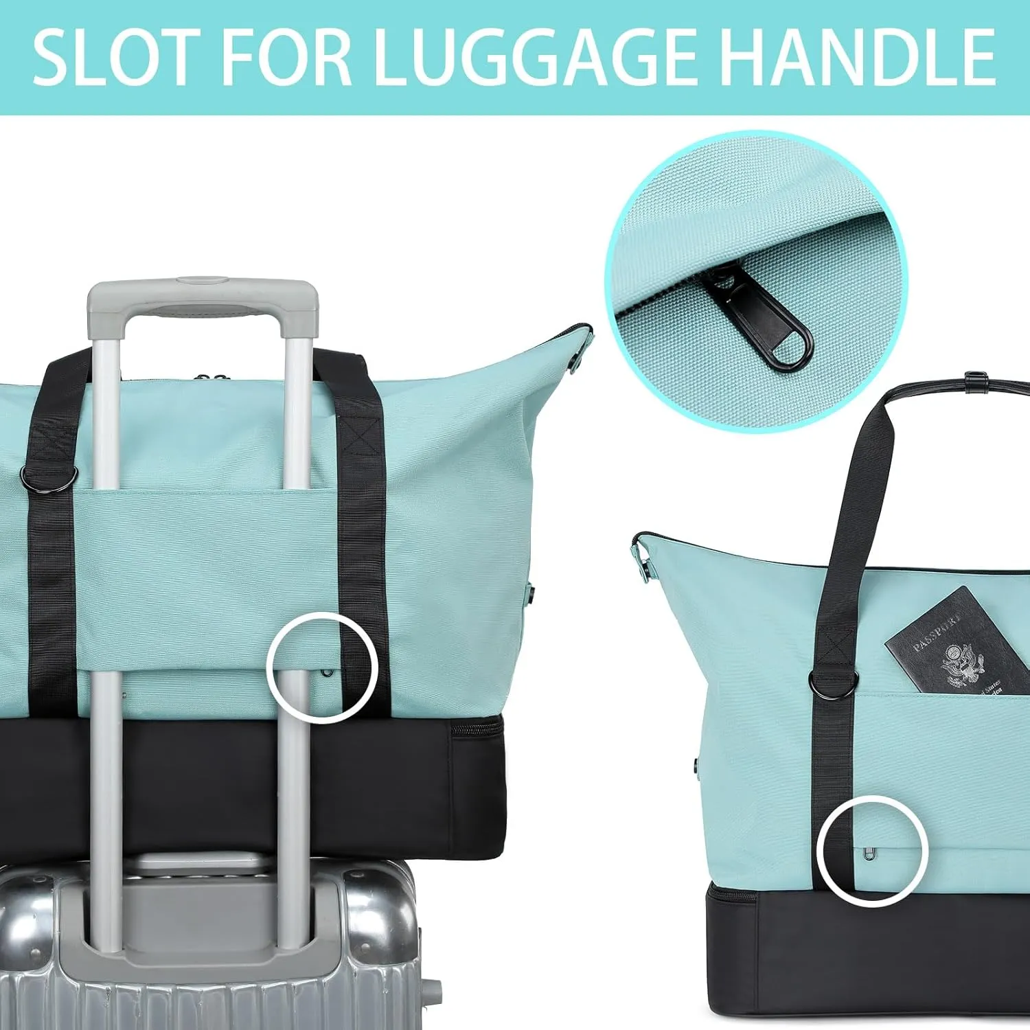 Travel Duffle Bag Weekender Bag with Shoe Compartment, Waterproof Travel Bag, Carry on Overnight Tote Bag