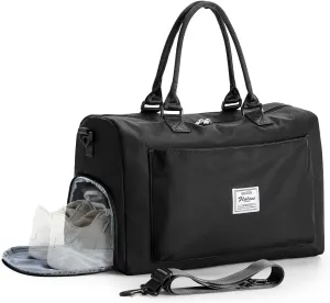 Travel Duffle Bag, Weekender Bag Women Mens Sports Gym Bag with Shoes Compartment and Wet Pocket, Travel Bag for Airplane Waterproof Overnight Bag Carry On Tote Bags Hospital Holdalls Luggage