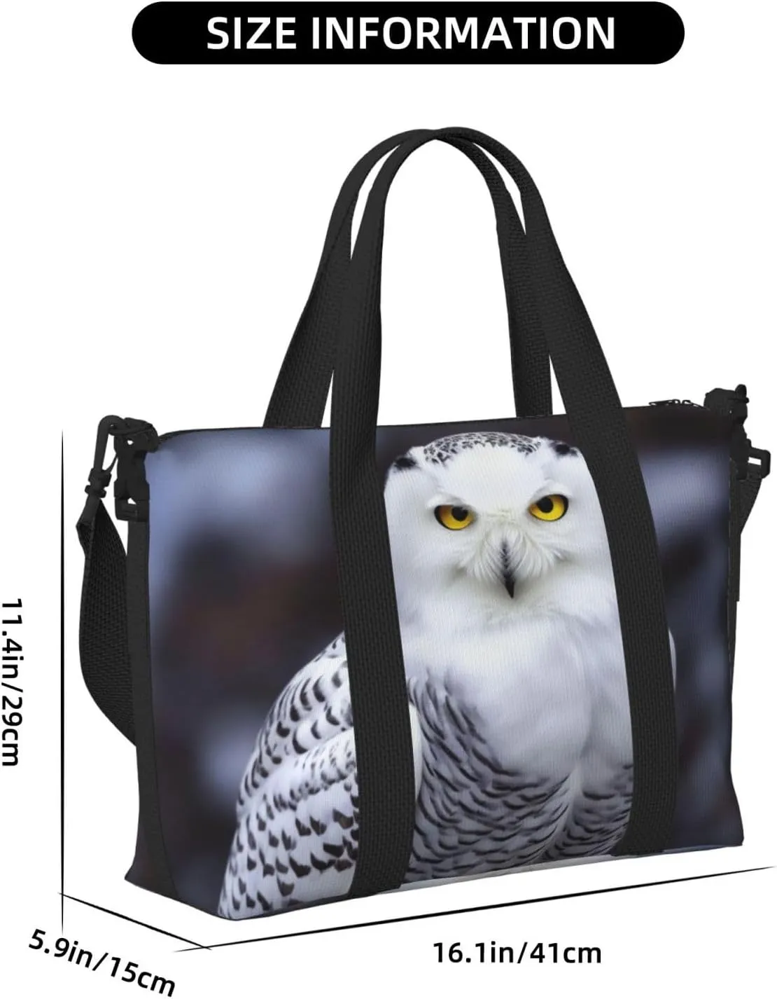 Travel Duffle Bag Weekender Bags for Men Women Adjustable Large Capacity Weekender Overnight Bag Carry On Tote Bags Waterproof Sport Gym Bag for Travel Yoga, Arctic Owl, One Size
