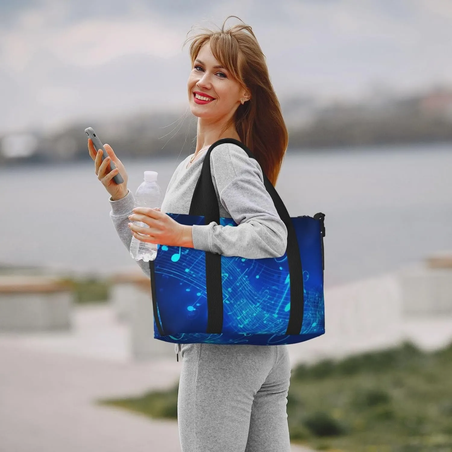 Travel Duffle Bag Weekender Bags for Men Women Adjustable Large Capacity Weekender Overnight Bag Carry On Tote Bags Waterproof Sport Gym Bag for Travel Yoga, Blue Musical Notes, One Size