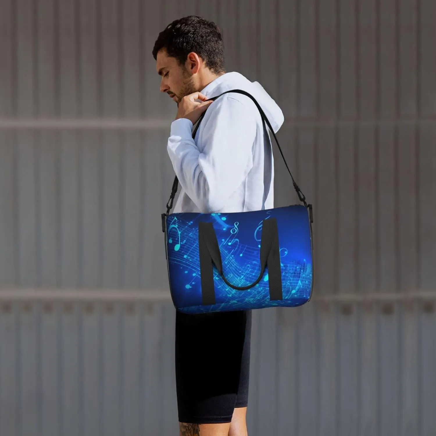 Travel Duffle Bag Weekender Bags for Men Women Adjustable Large Capacity Weekender Overnight Bag Carry On Tote Bags Waterproof Sport Gym Bag for Travel Yoga, Blue Musical Notes, One Size