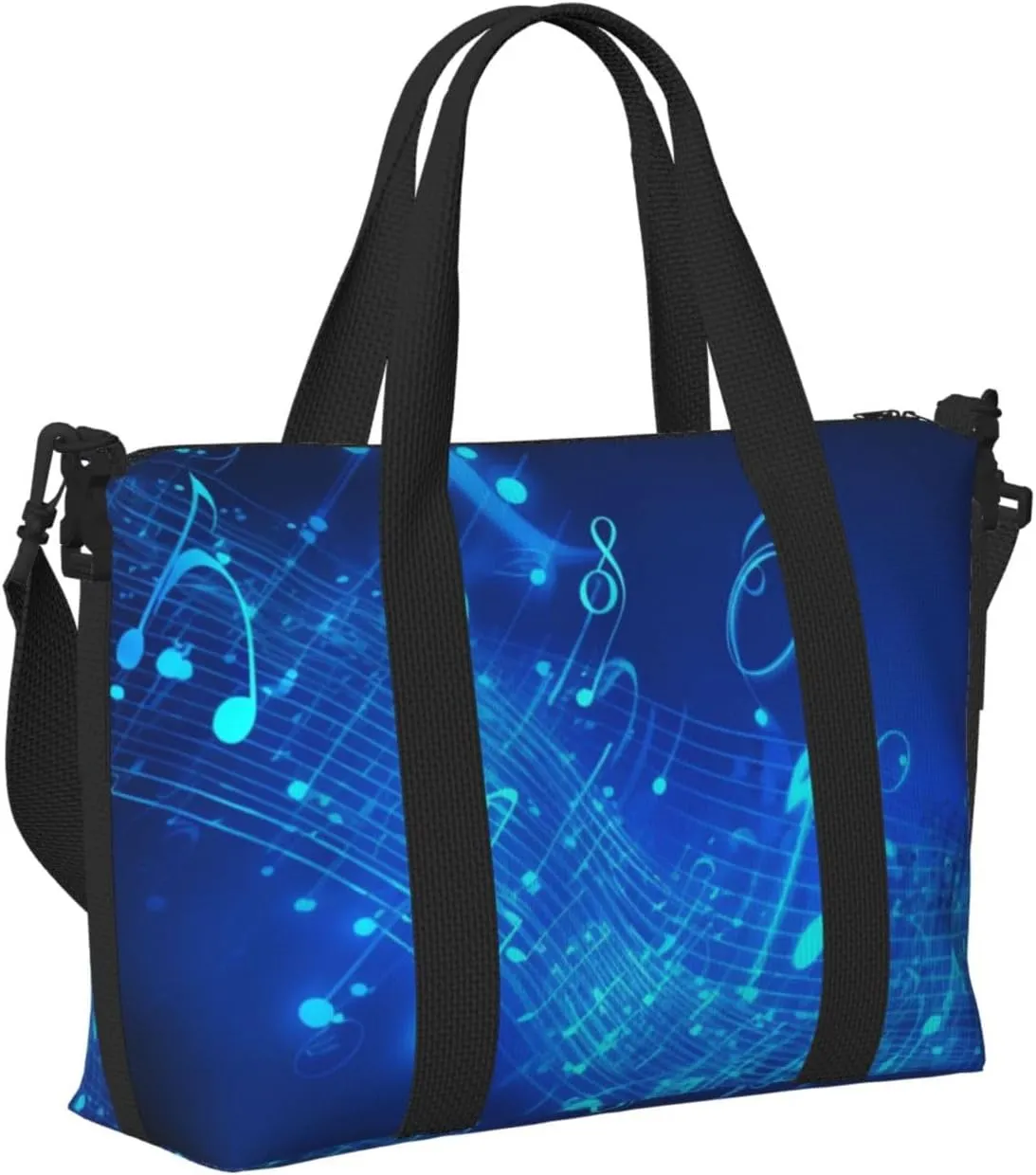 Travel Duffle Bag Weekender Bags for Men Women Adjustable Large Capacity Weekender Overnight Bag Carry On Tote Bags Waterproof Sport Gym Bag for Travel Yoga, Blue Musical Notes, One Size