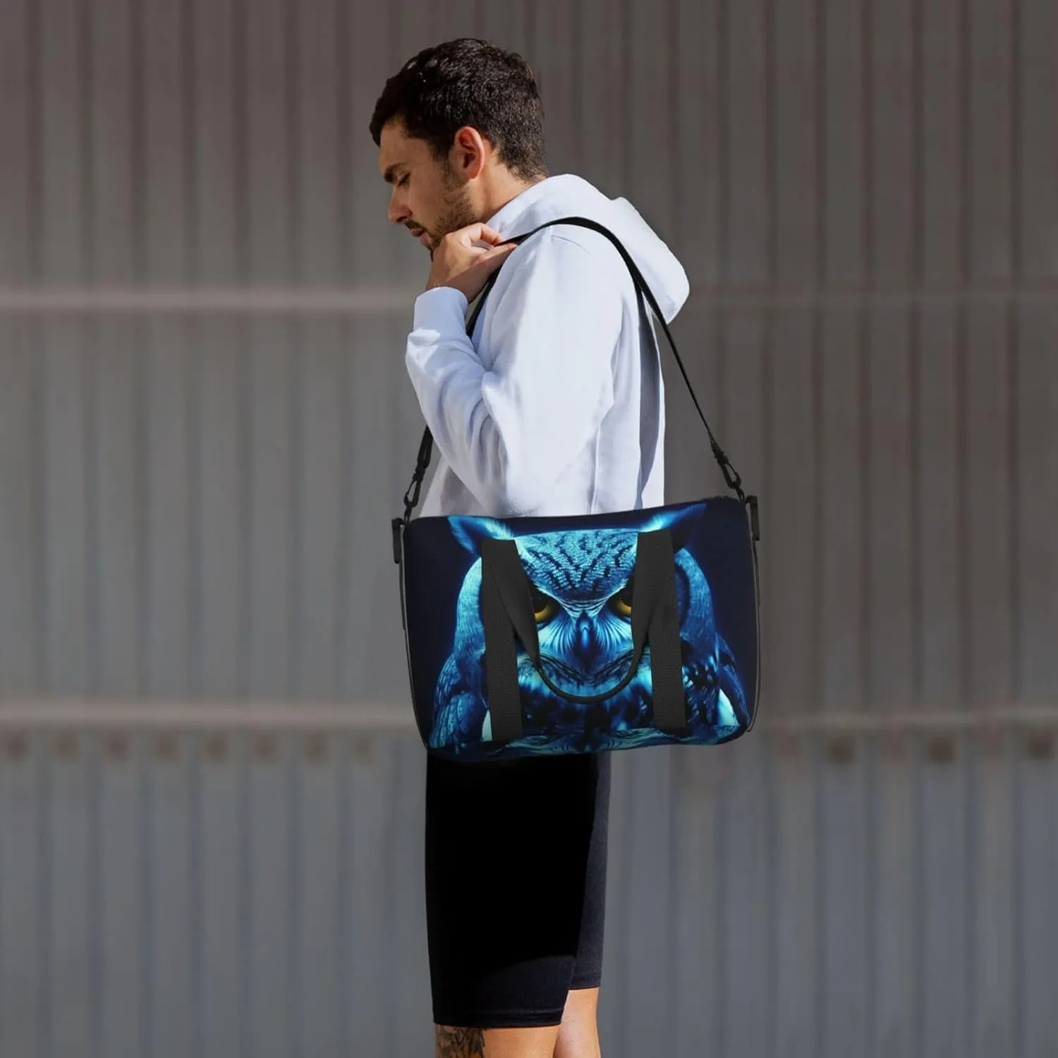 Travel Duffle Bag Weekender Bags for Men Women Adjustable Large Capacity Weekender Overnight Bag Carry On Tote Bags Waterproof Sport Gym Bag for Travel Yoga, Blue Owl, One Size