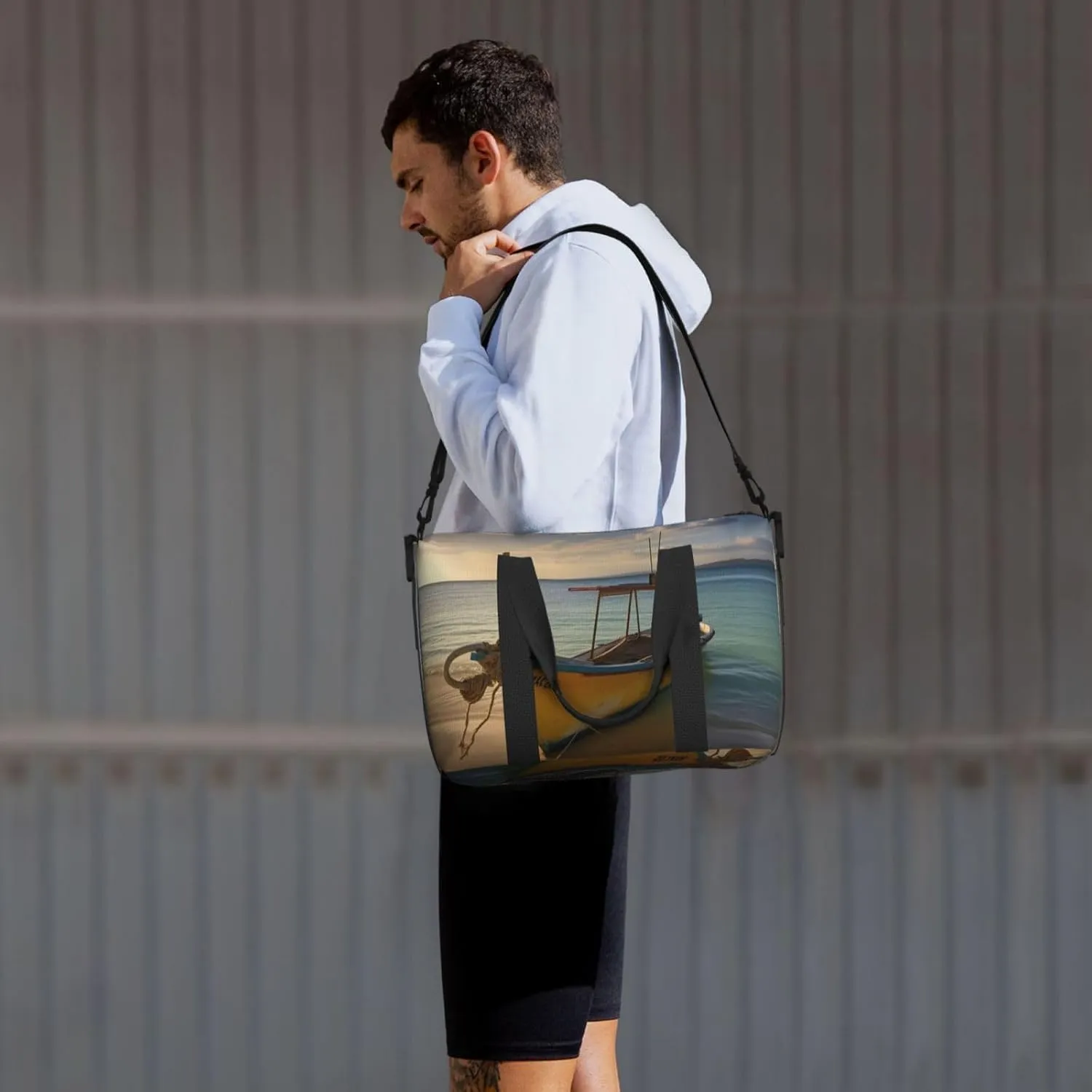 Travel Duffle Bag Weekender Bags for Men Women Adjustable Large Capacity Weekender Overnight Bag Carry On Tote Bags Waterproof Sport Gym Bag for Travel Yoga, Boat Beach Sunrise Time, One Size