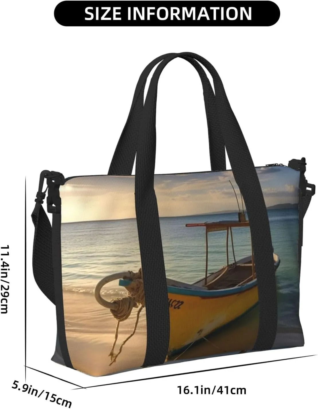 Travel Duffle Bag Weekender Bags for Men Women Adjustable Large Capacity Weekender Overnight Bag Carry On Tote Bags Waterproof Sport Gym Bag for Travel Yoga, Boat Beach Sunrise Time, One Size