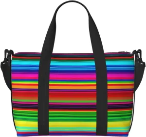 Travel Duffle Bag Weekender Bags for Men Women Adjustable Large Capacity Weekender Overnight Bag Carry On Tote Bags Waterproof Sport Gym Bag for Travel Yoga, Colorful Mexican Stripes, One Size