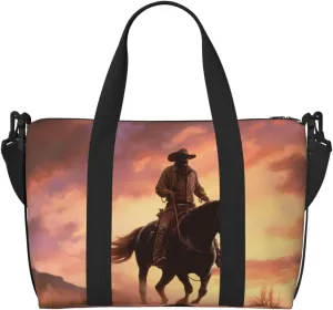Travel Duffle Bag Weekender Bags for Men Women Adjustable Large Capacity Weekender Overnight Bag Carry On Tote Bags Waterproof Sport Gym Bag for Travel Yoga, Cowboy West, One Size