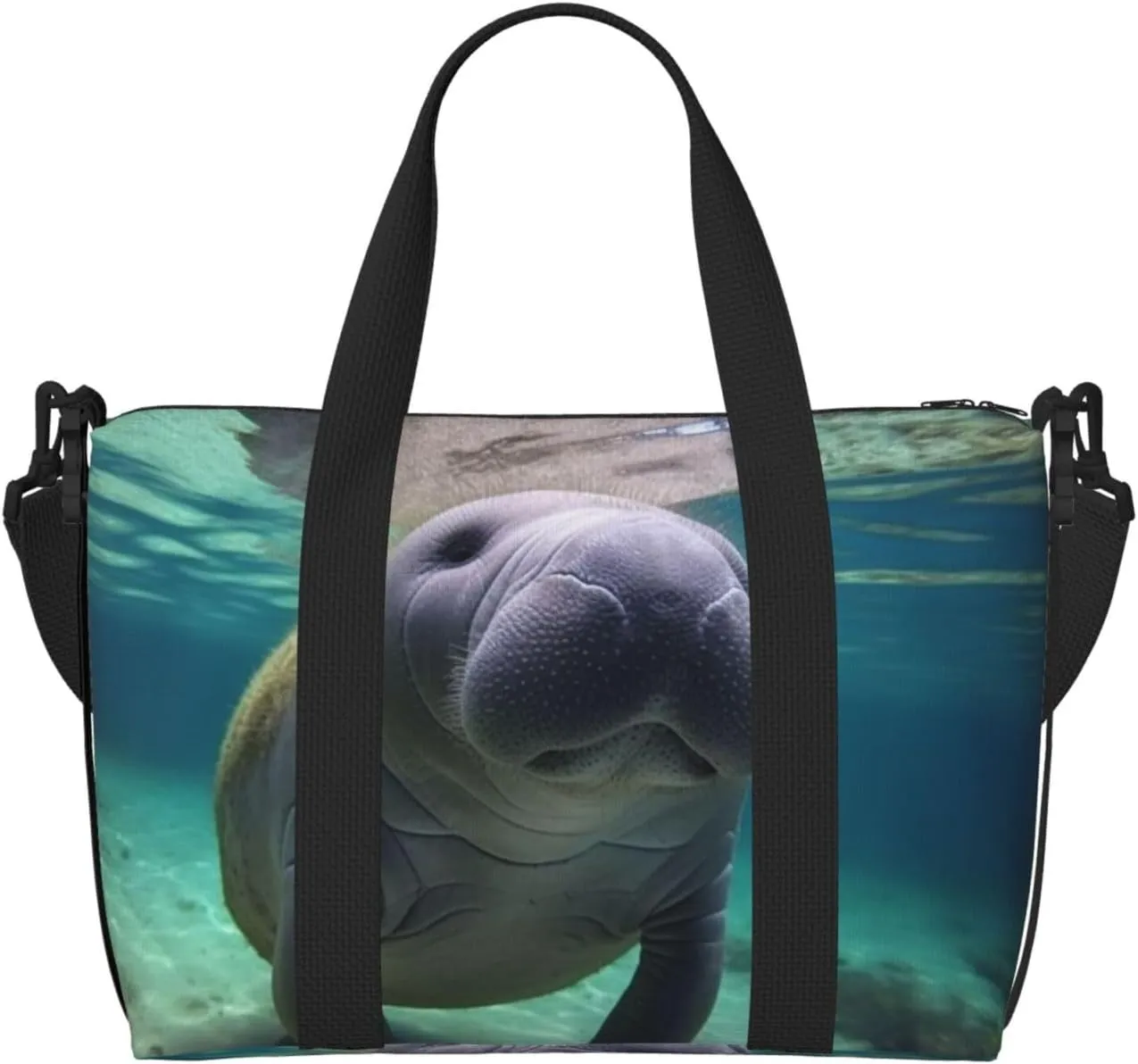 Travel Duffle Bag Weekender Bags for Men Women Adjustable Large Capacity Weekender Overnight Bag Carry On Tote Bags Waterproof Sport Gym Bag for Travel Yoga, Cute Sea Animal Manatee, One Size