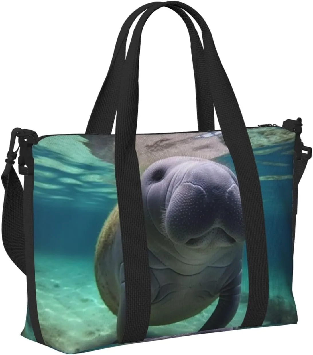 Travel Duffle Bag Weekender Bags for Men Women Adjustable Large Capacity Weekender Overnight Bag Carry On Tote Bags Waterproof Sport Gym Bag for Travel Yoga, Cute Sea Animal Manatee, One Size