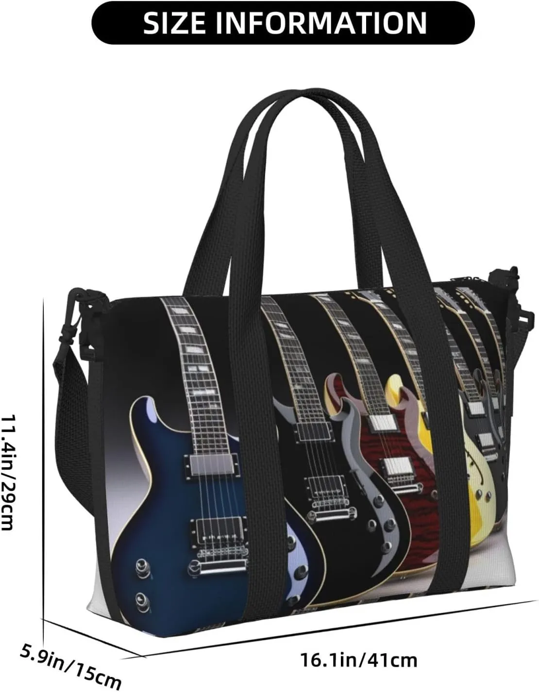 Travel Duffle Bag Weekender Bags for Men Women Adjustable Large Capacity Weekender Overnight Bag Carry On Tote Bags Waterproof Sport Gym Bag for Travel Yoga, Electric Guitar, One Size