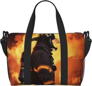 Travel Duffle Bag Weekender Bags for Men Women Adjustable Large Capacity Weekender Overnight Bag Carry On Tote Bags Waterproof Sport Gym Bag for Travel Yoga, Firefighter Fireman Flame, One Size