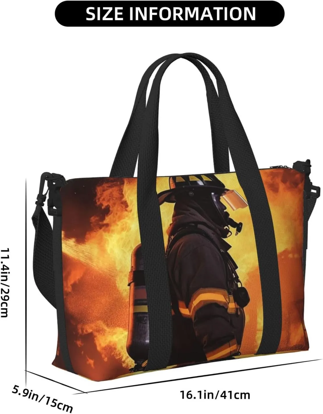Travel Duffle Bag Weekender Bags for Men Women Adjustable Large Capacity Weekender Overnight Bag Carry On Tote Bags Waterproof Sport Gym Bag for Travel Yoga, Firefighter Fireman Flame, One Size