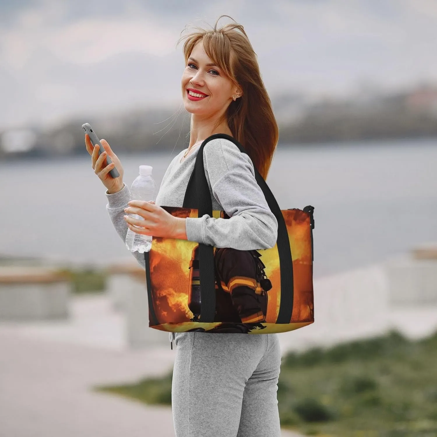 Travel Duffle Bag Weekender Bags for Men Women Adjustable Large Capacity Weekender Overnight Bag Carry On Tote Bags Waterproof Sport Gym Bag for Travel Yoga, Firefighter Fireman Flame, One Size