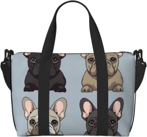 Travel Duffle Bag Weekender Bags for Men Women Adjustable Large Capacity Weekender Overnight Bag Carry On Tote Bags Waterproof Sport Gym Bag for Travel Yoga, French Bulldog, One Size