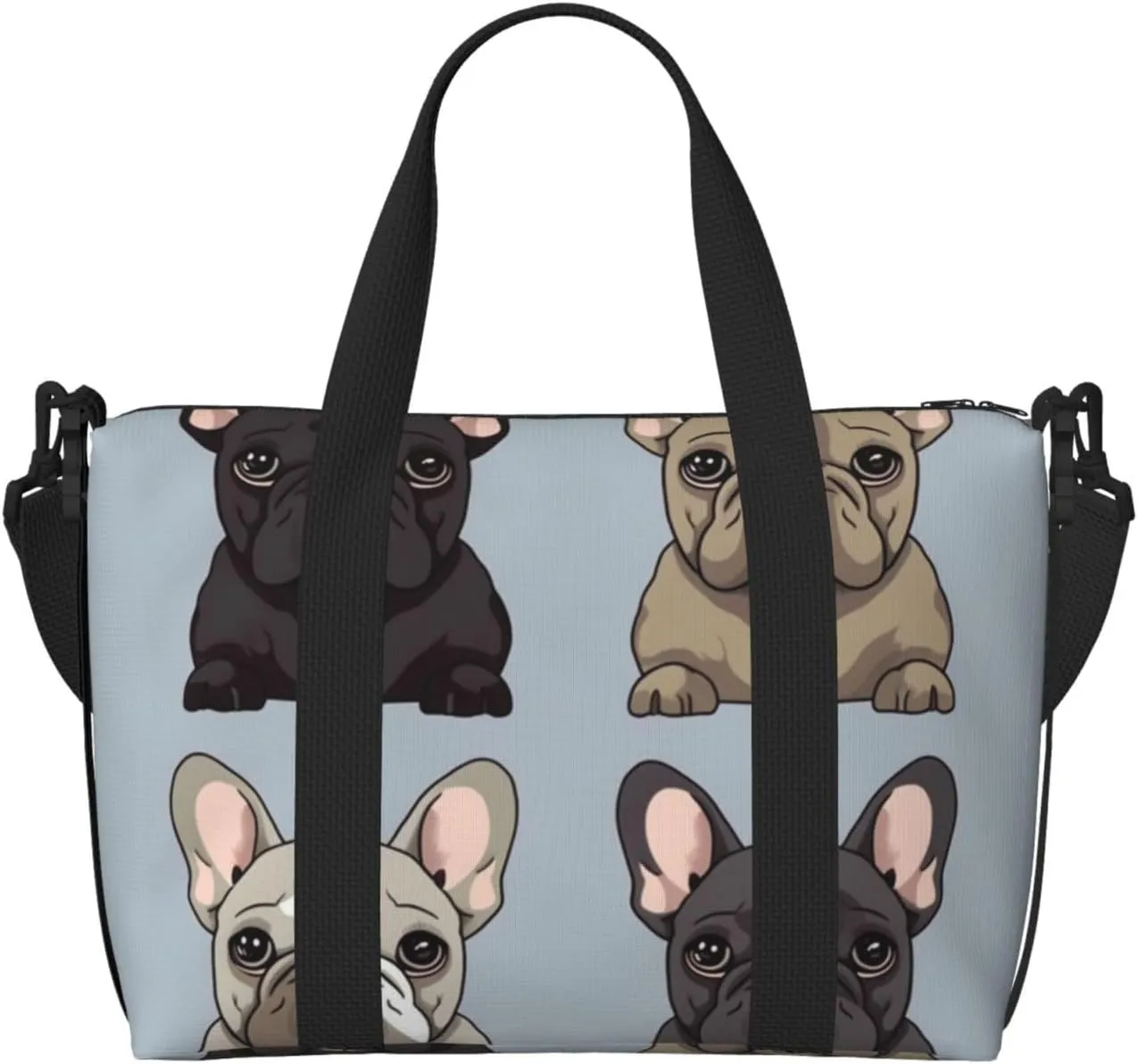 Travel Duffle Bag Weekender Bags for Men Women Adjustable Large Capacity Weekender Overnight Bag Carry On Tote Bags Waterproof Sport Gym Bag for Travel Yoga, French Bulldog, One Size