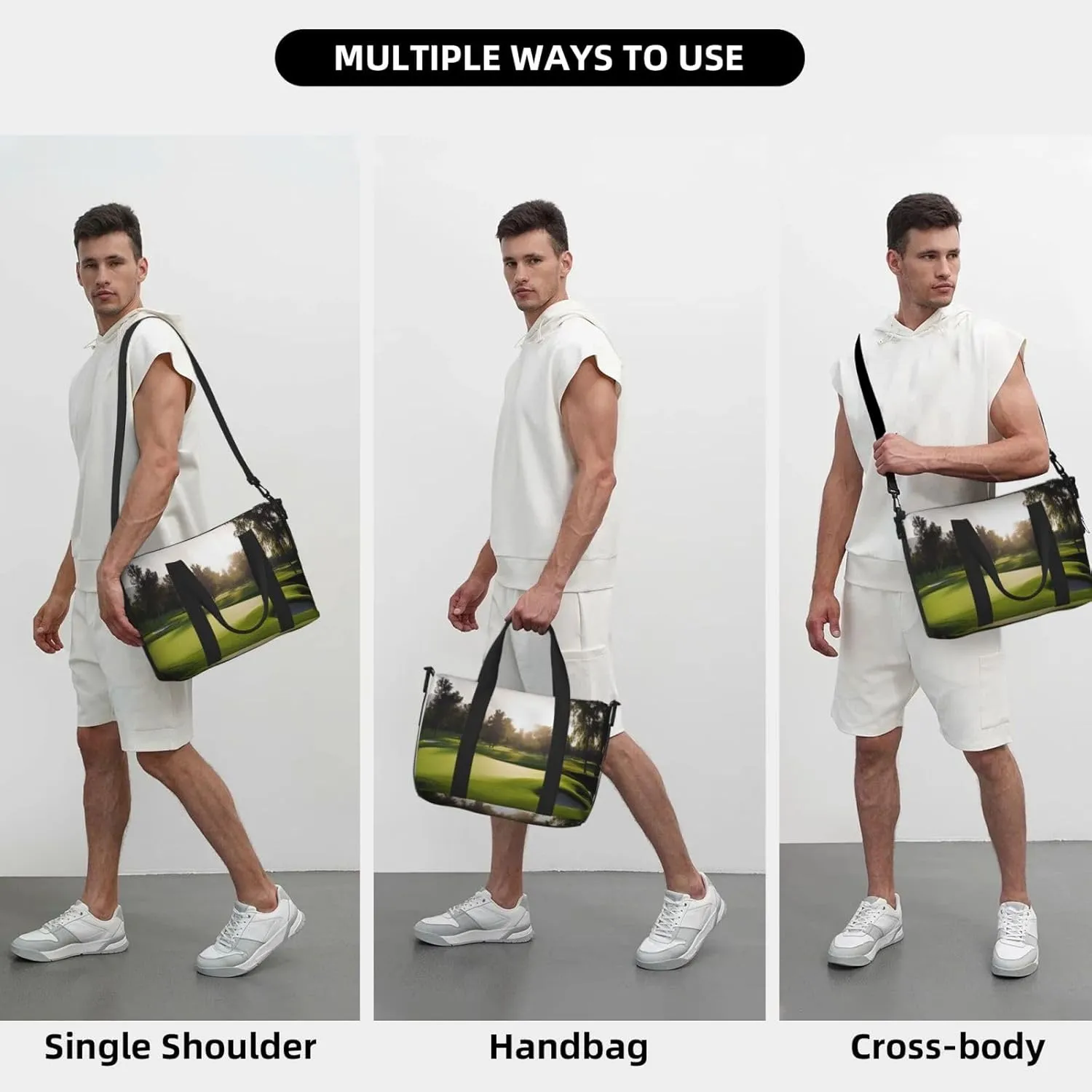 Travel Duffle Bag Weekender Bags for Men Women Adjustable Large Capacity Weekender Overnight Bag Carry On Tote Bags Waterproof Sport Gym Bag for Travel Yoga, Golf Course, One Size