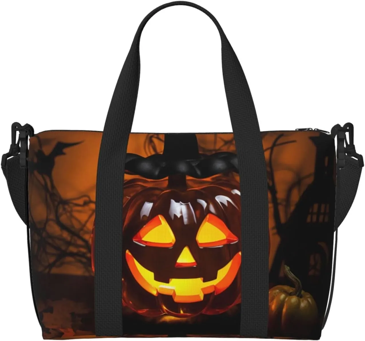 Travel Duffle Bag Weekender Bags for Men Women Adjustable Large Capacity Weekender Overnight Bag Carry On Tote Bags Waterproof Sport Gym Bag for Travel Yoga, Halloween Pumpkin Lamp, One Size