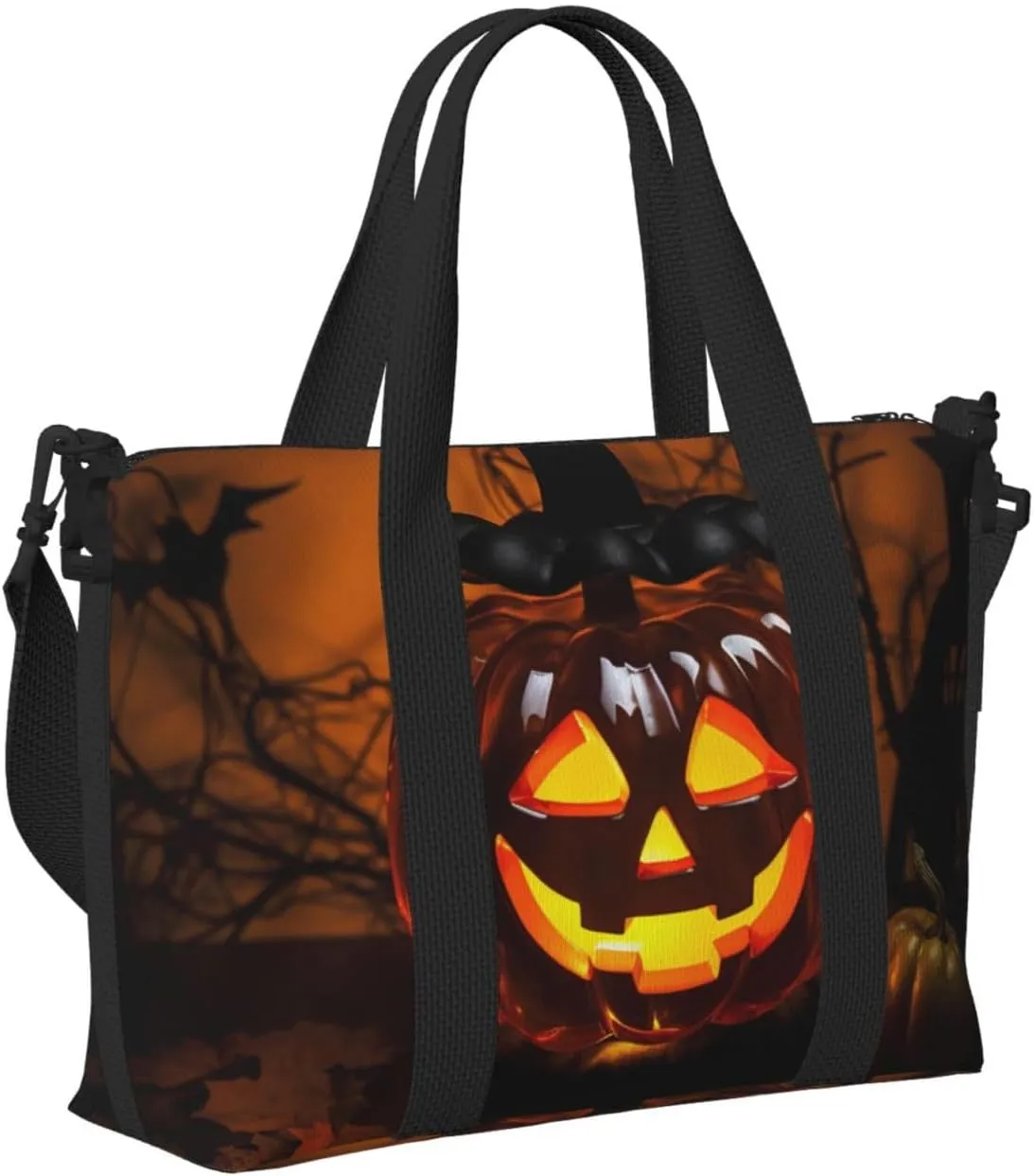 Travel Duffle Bag Weekender Bags for Men Women Adjustable Large Capacity Weekender Overnight Bag Carry On Tote Bags Waterproof Sport Gym Bag for Travel Yoga, Halloween Pumpkin Lamp, One Size