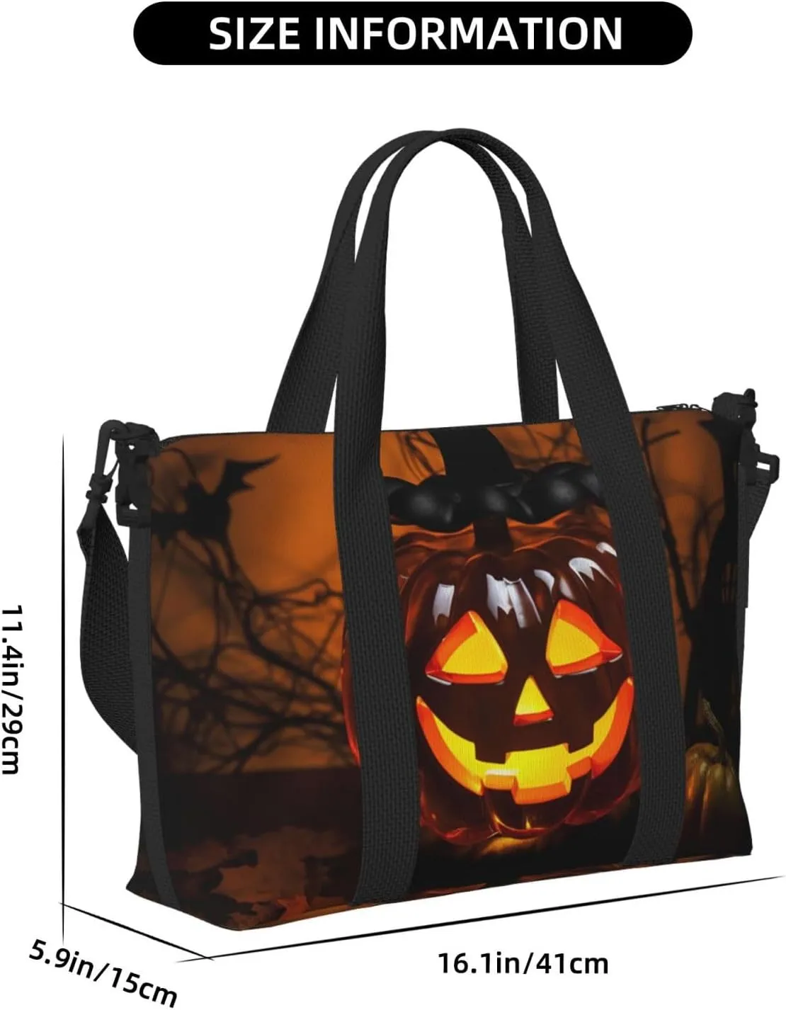Travel Duffle Bag Weekender Bags for Men Women Adjustable Large Capacity Weekender Overnight Bag Carry On Tote Bags Waterproof Sport Gym Bag for Travel Yoga, Halloween Pumpkin Lamp, One Size