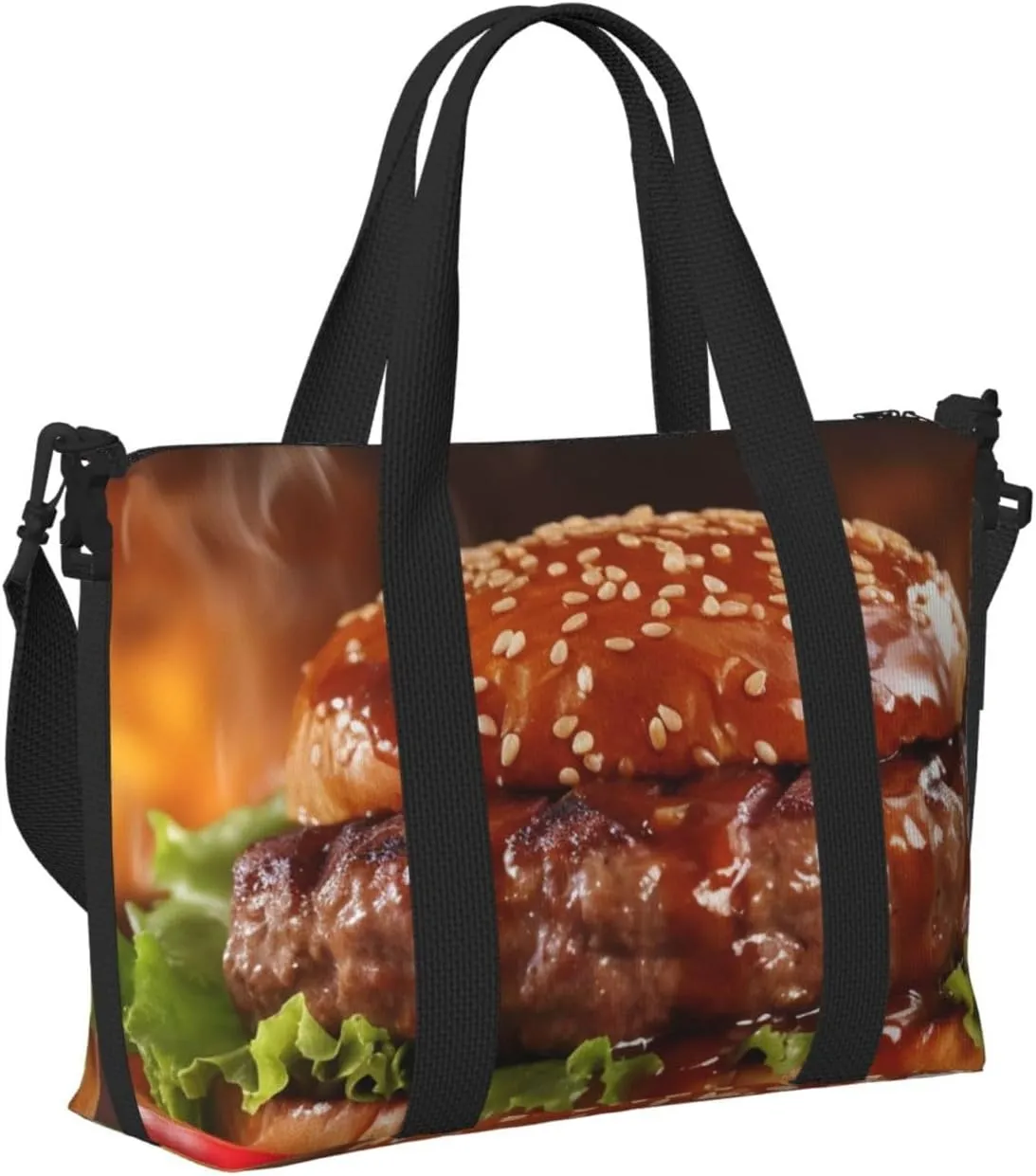 Travel Duffle Bag Weekender Bags for Men Women Adjustable Large Capacity Weekender Overnight Bag Carry On Tote Bags Waterproof Sport Gym Bag for Travel Yoga, Hamburger Steak Fast Food, One Size