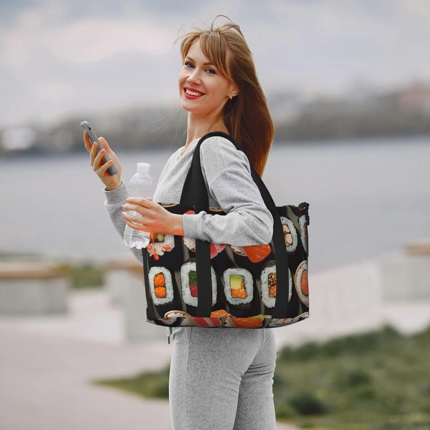 Travel Duffle Bag Weekender Bags for Men Women Adjustable Large Capacity Weekender Overnight Bag Carry On Tote Bags Waterproof Sport Gym Bag for Travel Yoga, Many Sushi Food, One Size