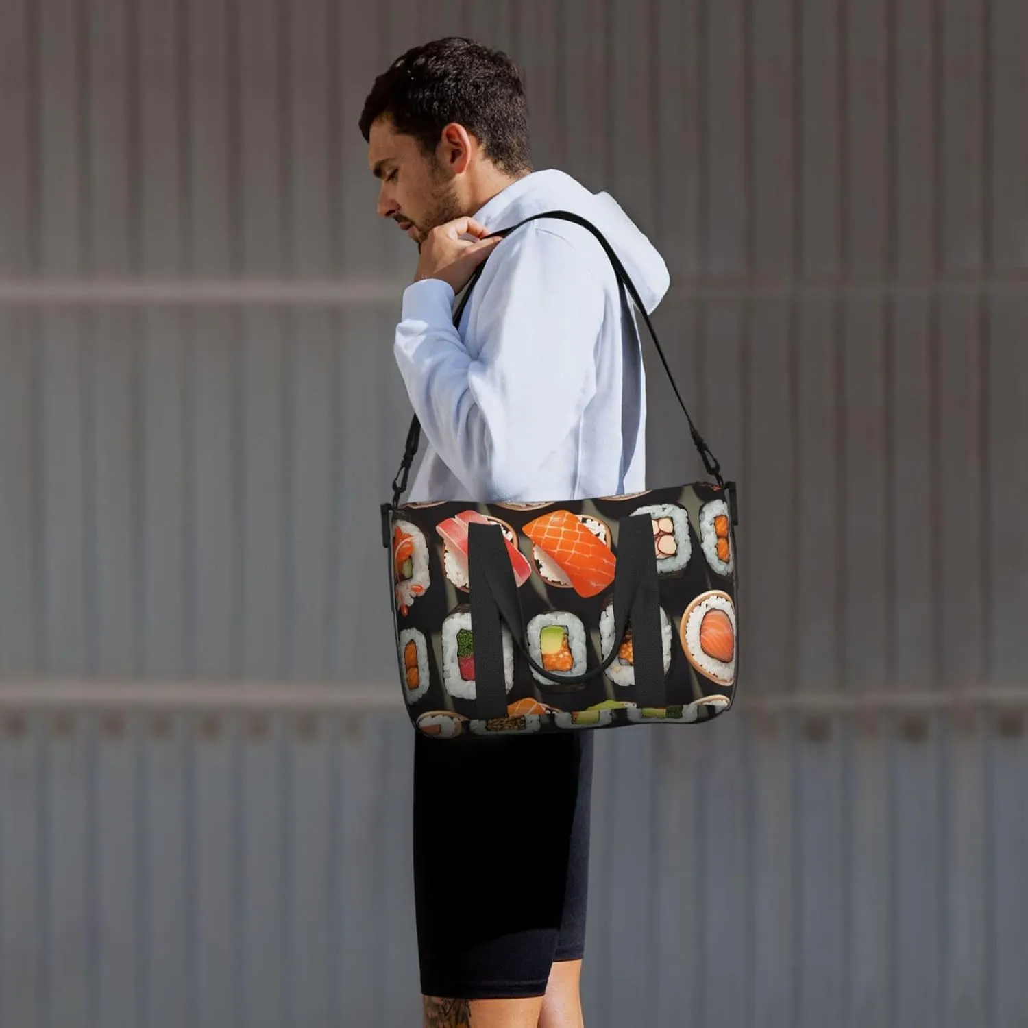 Travel Duffle Bag Weekender Bags for Men Women Adjustable Large Capacity Weekender Overnight Bag Carry On Tote Bags Waterproof Sport Gym Bag for Travel Yoga, Many Sushi Food, One Size
