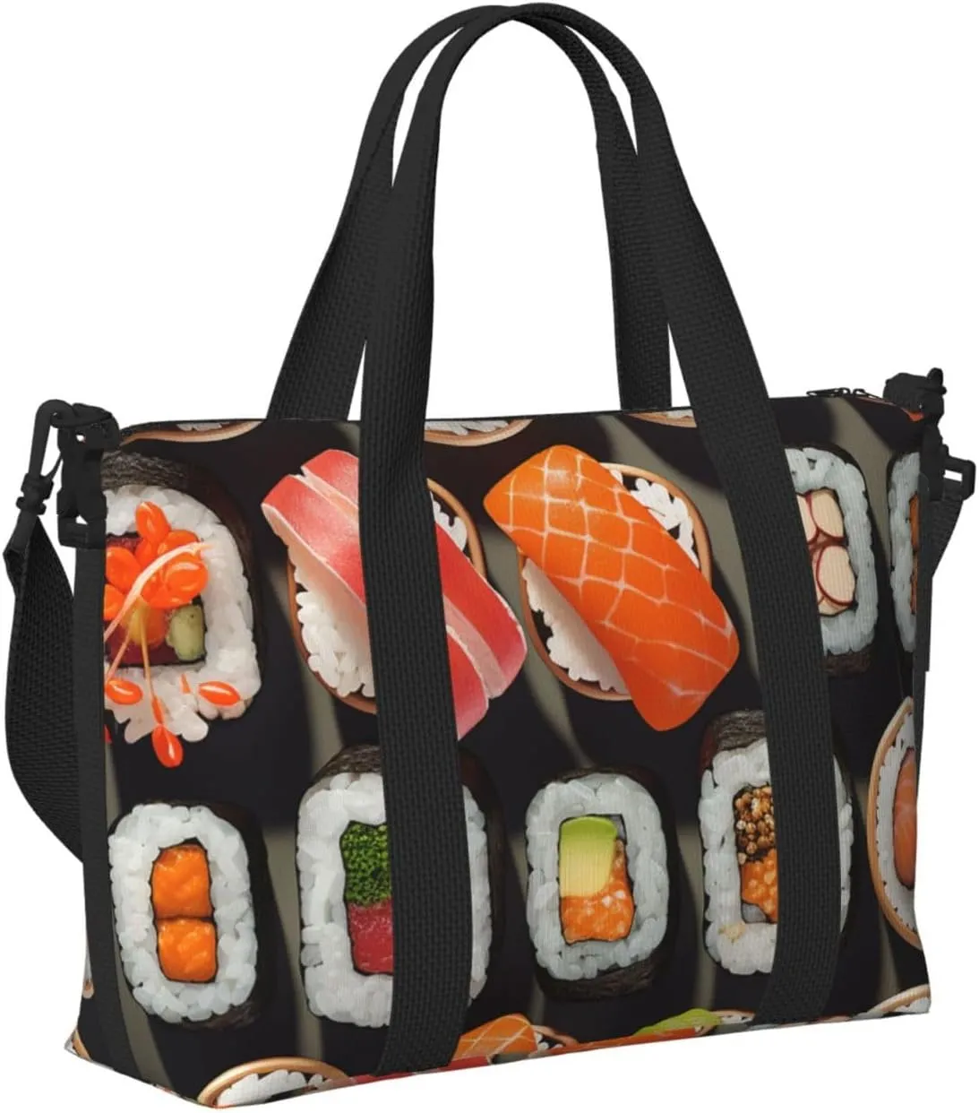 Travel Duffle Bag Weekender Bags for Men Women Adjustable Large Capacity Weekender Overnight Bag Carry On Tote Bags Waterproof Sport Gym Bag for Travel Yoga, Many Sushi Food, One Size