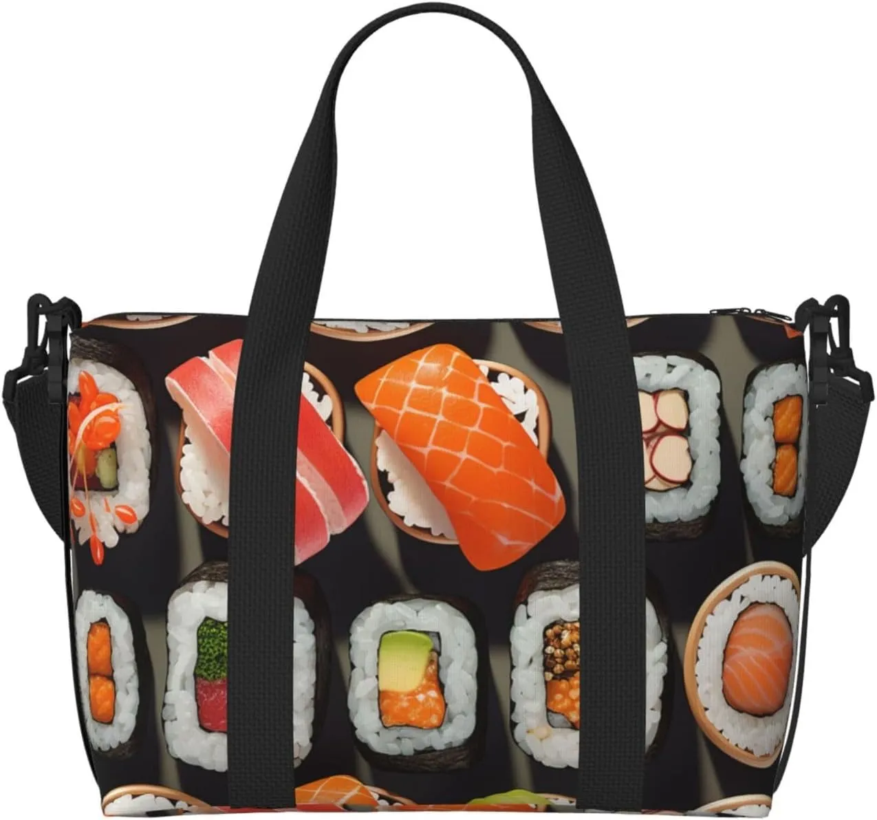Travel Duffle Bag Weekender Bags for Men Women Adjustable Large Capacity Weekender Overnight Bag Carry On Tote Bags Waterproof Sport Gym Bag for Travel Yoga, Many Sushi Food, One Size