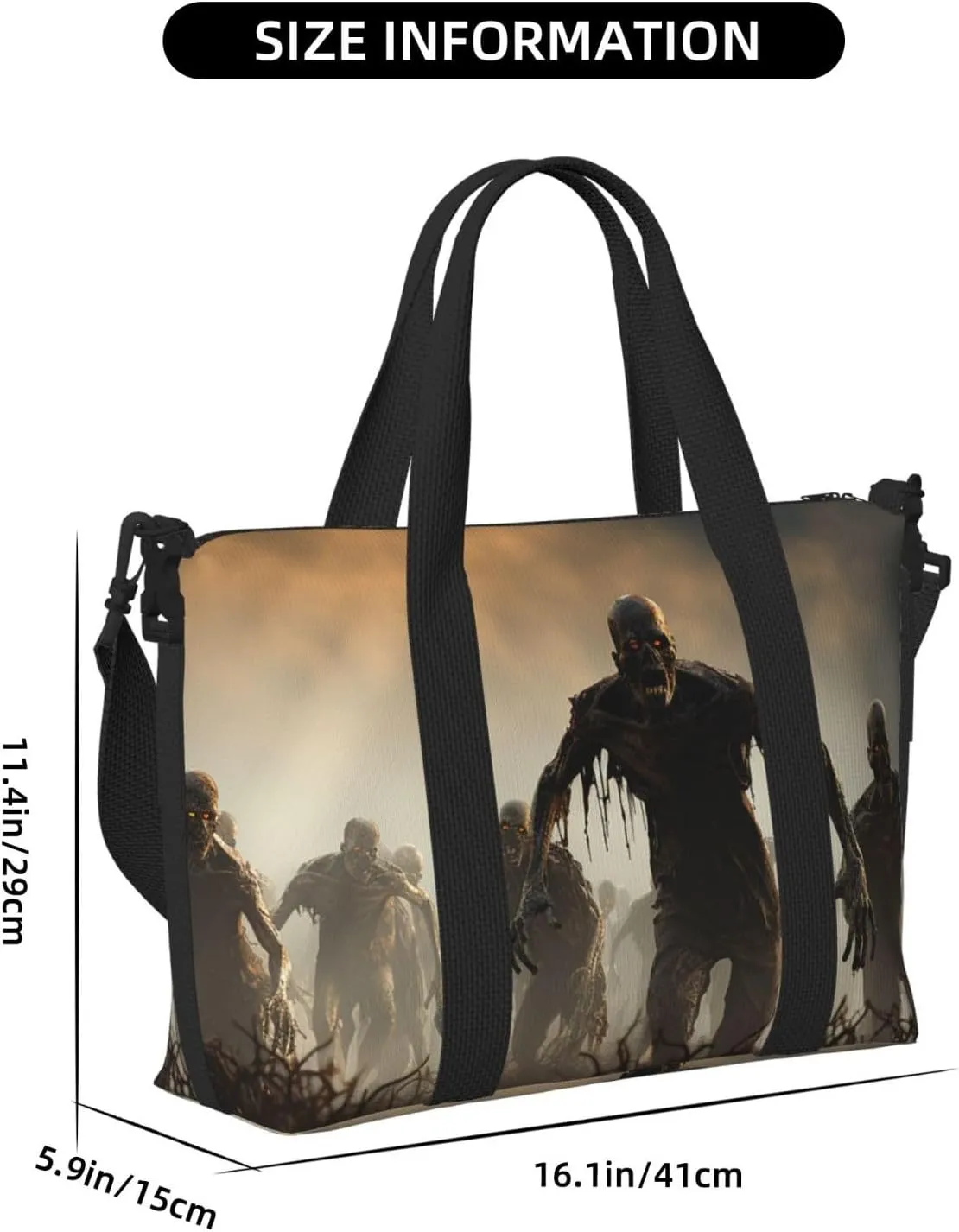 Travel Duffle Bag Weekender Bags for Men Women Adjustable Large Capacity Weekender Overnight Bag Carry On Tote Bags Waterproof Sport Gym Bag for Travel Yoga, Many Zombie, One Size
