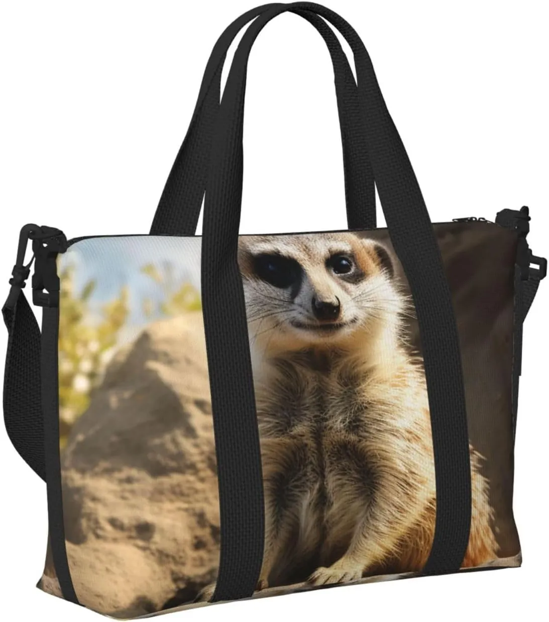 Travel Duffle Bag Weekender Bags for Men Women Adjustable Large Capacity Weekender Overnight Bag Carry On Tote Bags Waterproof Sport Gym Bag for Travel Yoga, Meerkat Animal, One Size