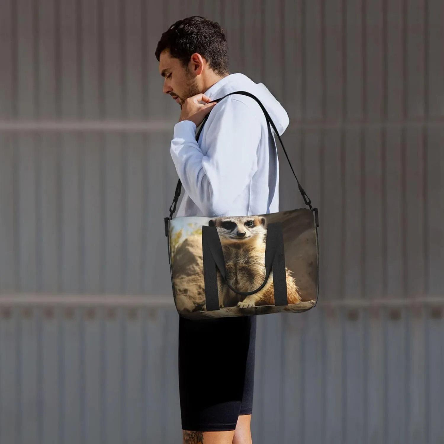 Travel Duffle Bag Weekender Bags for Men Women Adjustable Large Capacity Weekender Overnight Bag Carry On Tote Bags Waterproof Sport Gym Bag for Travel Yoga, Meerkat Animal, One Size