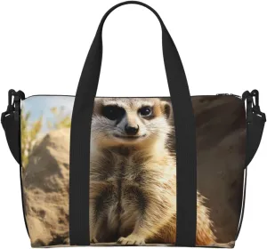 Travel Duffle Bag Weekender Bags for Men Women Adjustable Large Capacity Weekender Overnight Bag Carry On Tote Bags Waterproof Sport Gym Bag for Travel Yoga, Meerkat Animal, One Size