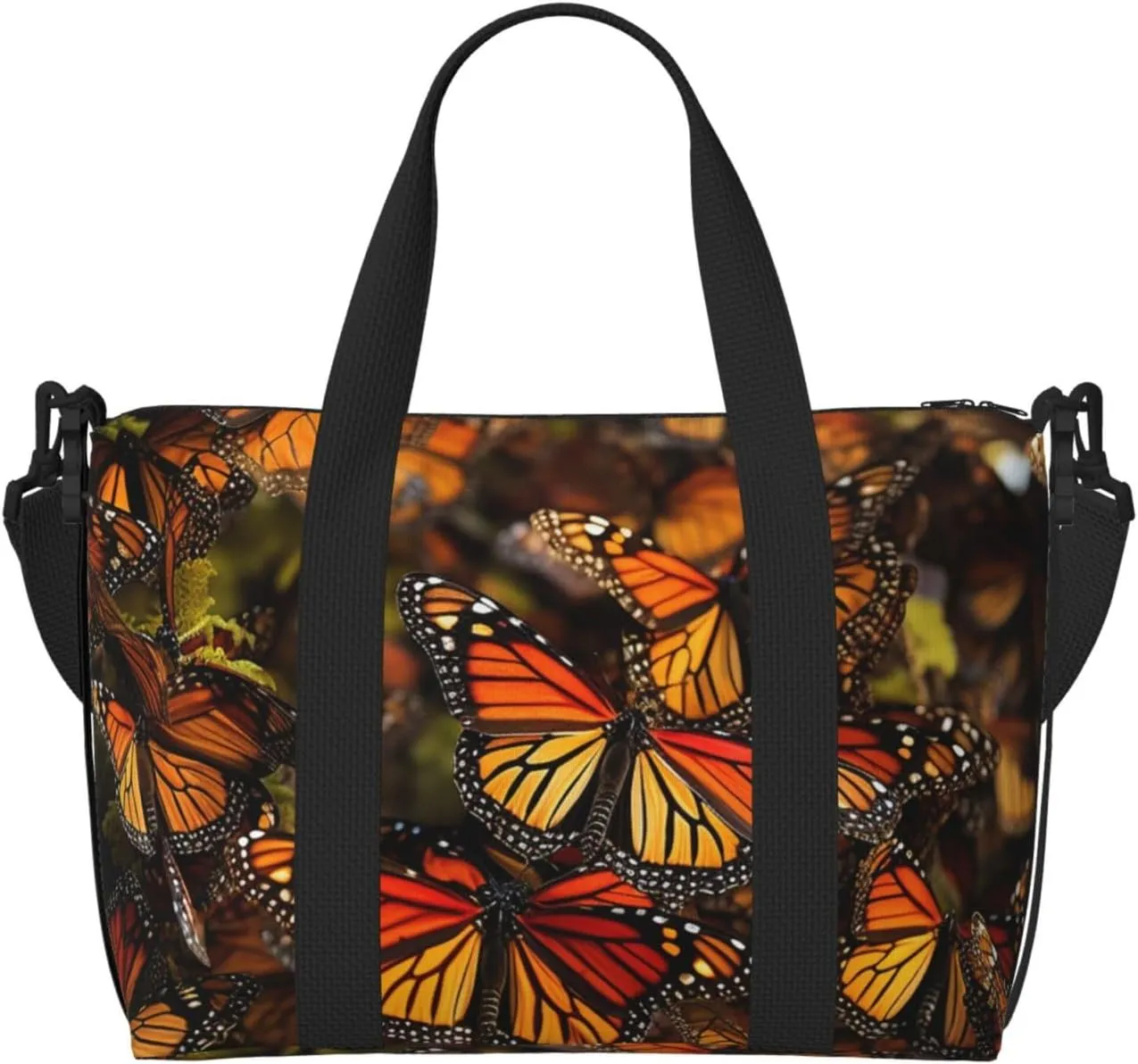 Travel Duffle Bag Weekender Bags for Men Women Adjustable Large Capacity Weekender Overnight Bag Carry On Tote Bags Waterproof Sport Gym Bag for Travel Yoga, Monarch Butterflies, One Size