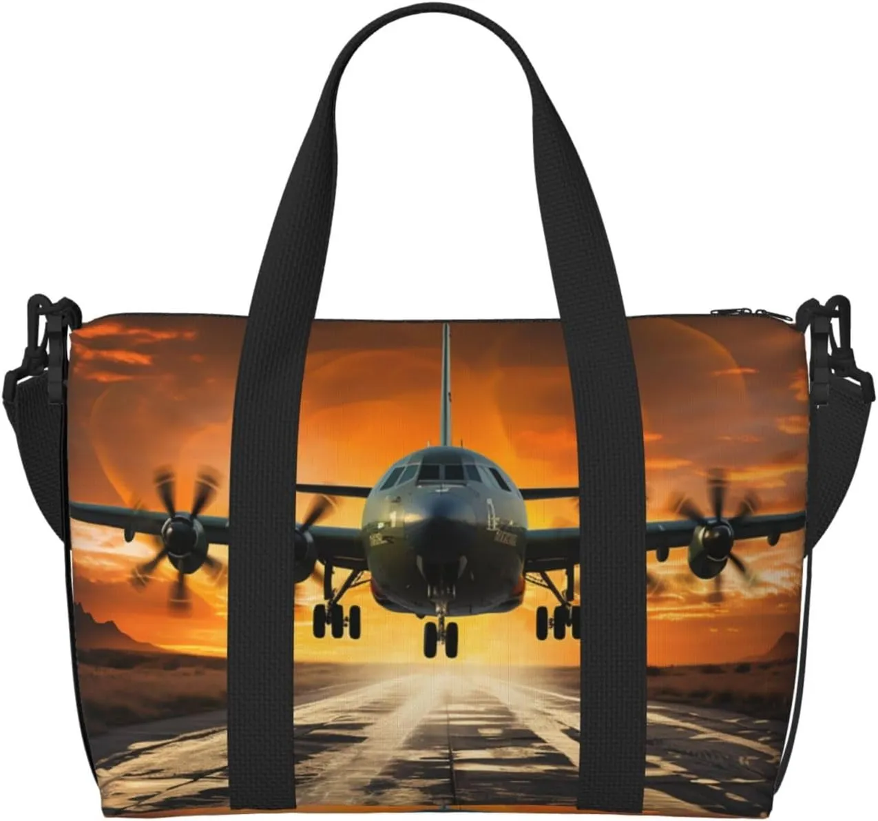 Travel Duffle Bag Weekender Bags for Men Women Adjustable Large Capacity Weekender Overnight Bag Carry On Tote Bags Waterproof Sport Gym Bag for Travel Yoga, Plane Landing on Runways, One Size