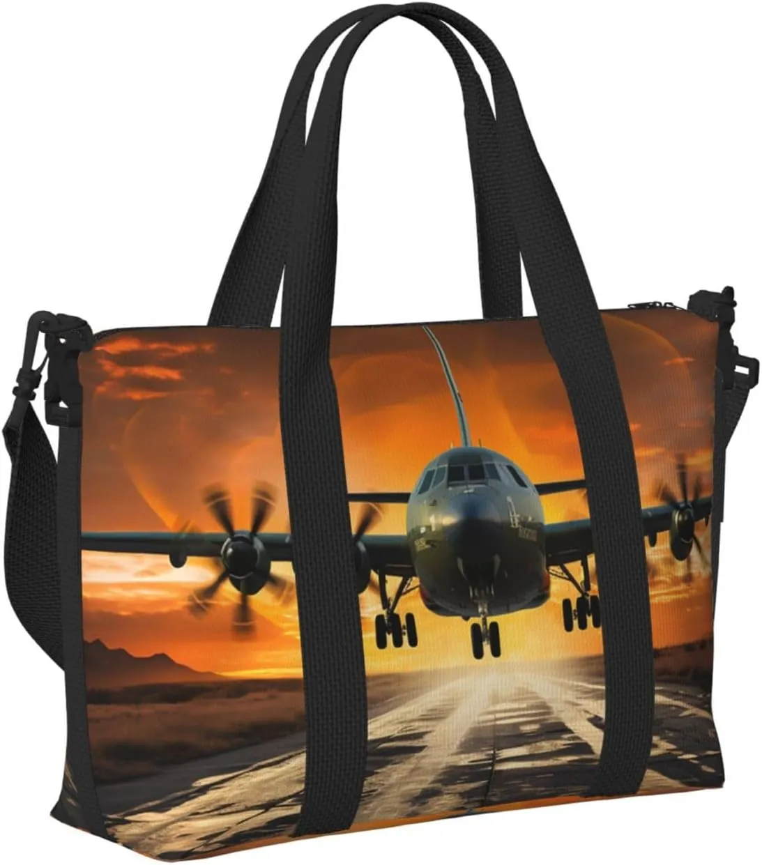 Travel Duffle Bag Weekender Bags for Men Women Adjustable Large Capacity Weekender Overnight Bag Carry On Tote Bags Waterproof Sport Gym Bag for Travel Yoga, Plane Landing on Runways, One Size