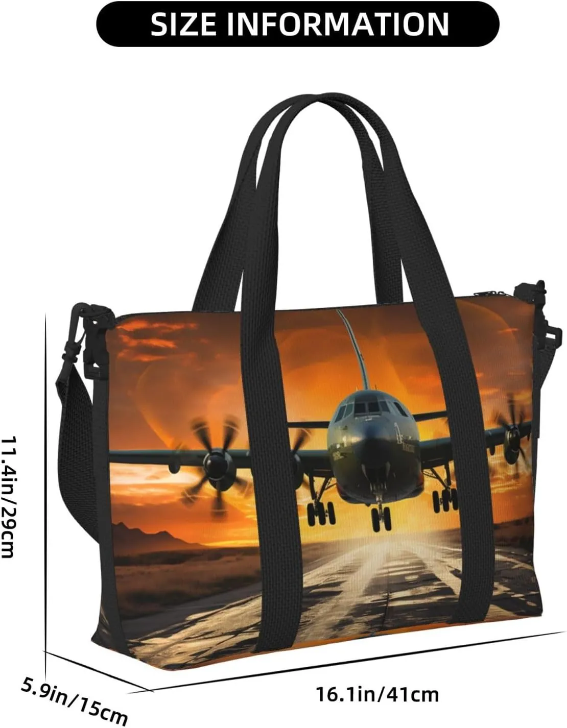 Travel Duffle Bag Weekender Bags for Men Women Adjustable Large Capacity Weekender Overnight Bag Carry On Tote Bags Waterproof Sport Gym Bag for Travel Yoga, Plane Landing on Runways, One Size