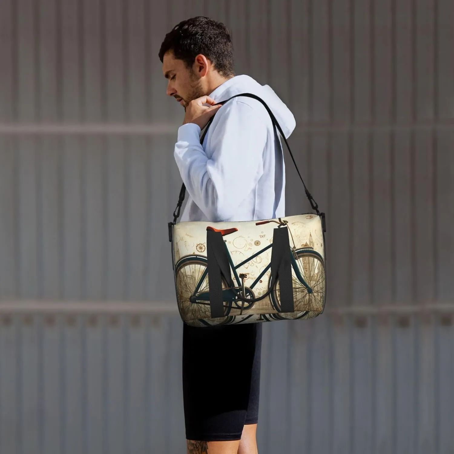 Travel Duffle Bag Weekender Bags for Men Women Adjustable Large Capacity Weekender Overnight Bag Carry On Tote Bags Waterproof Sport Gym Bag for Travel Yoga, Retro Bicycle, One Size