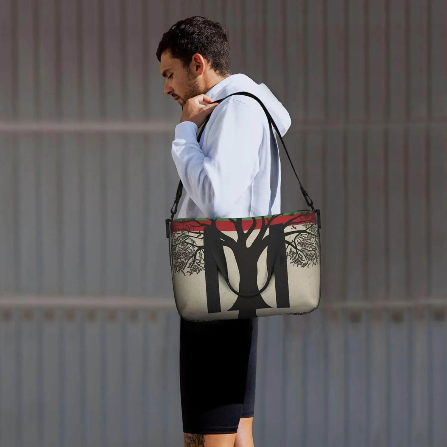 Travel Duffle Bag Weekender Bags for Men Women Adjustable Large Capacity Weekender Overnight Bag Carry On Tote Bags Waterproof Sport Gym Bag for Travel Yoga, Tree Palestinian Flag, One Size