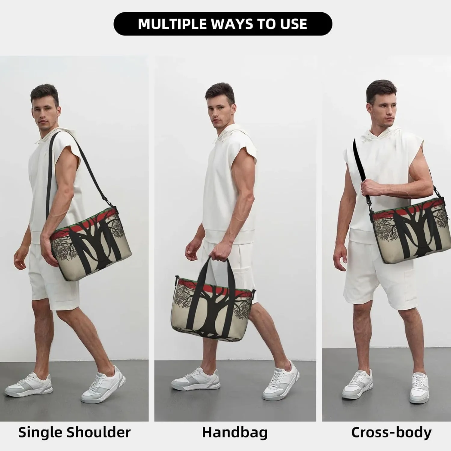 Travel Duffle Bag Weekender Bags for Men Women Adjustable Large Capacity Weekender Overnight Bag Carry On Tote Bags Waterproof Sport Gym Bag for Travel Yoga, Tree Palestinian Flag, One Size