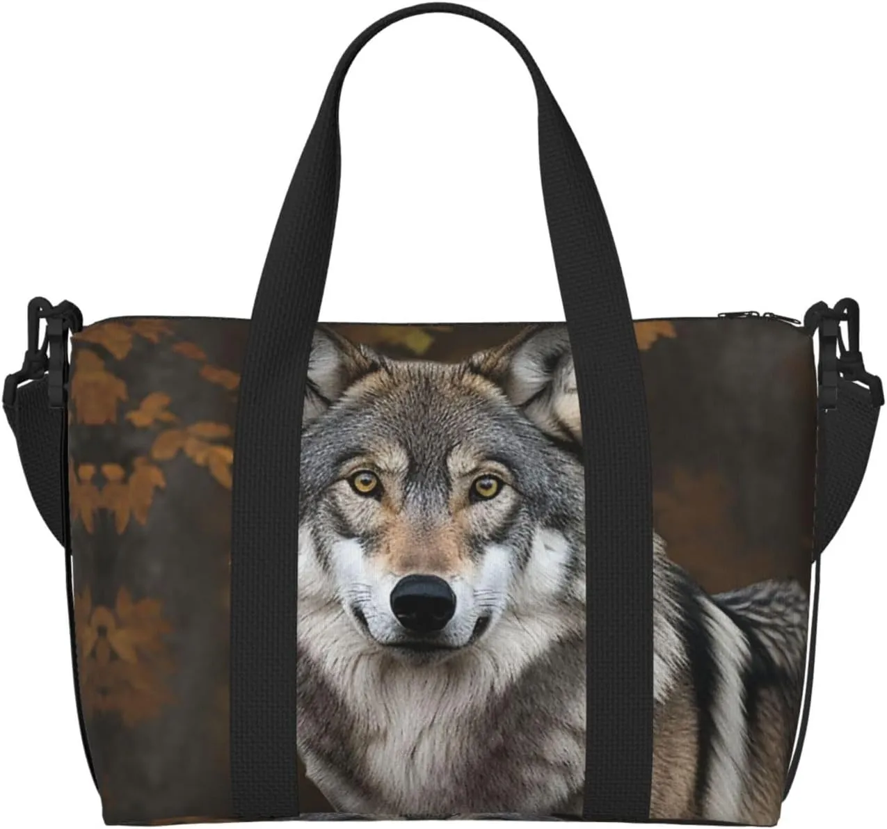 Travel Duffle Bag Weekender Bags for Men Women Adjustable Large Capacity Weekender Overnight Bag Carry On Tote Bags Waterproof Sport Gym Bag for Travel Yoga, Wild Wild Gray Wolf, One Size