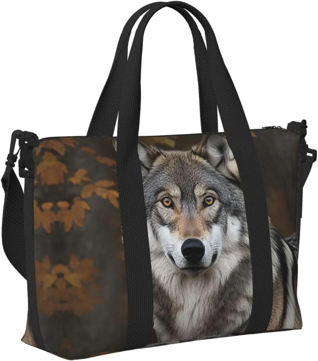 Travel Duffle Bag Weekender Bags for Men Women Adjustable Large Capacity Weekender Overnight Bag Carry On Tote Bags Waterproof Sport Gym Bag for Travel Yoga, Wild Wild Gray Wolf, One Size