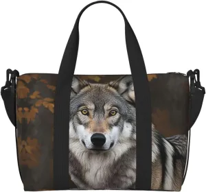 Travel Duffle Bag Weekender Bags for Men Women Adjustable Large Capacity Weekender Overnight Bag Carry On Tote Bags Waterproof Sport Gym Bag for Travel Yoga, Wild Wild Gray Wolf, One Size