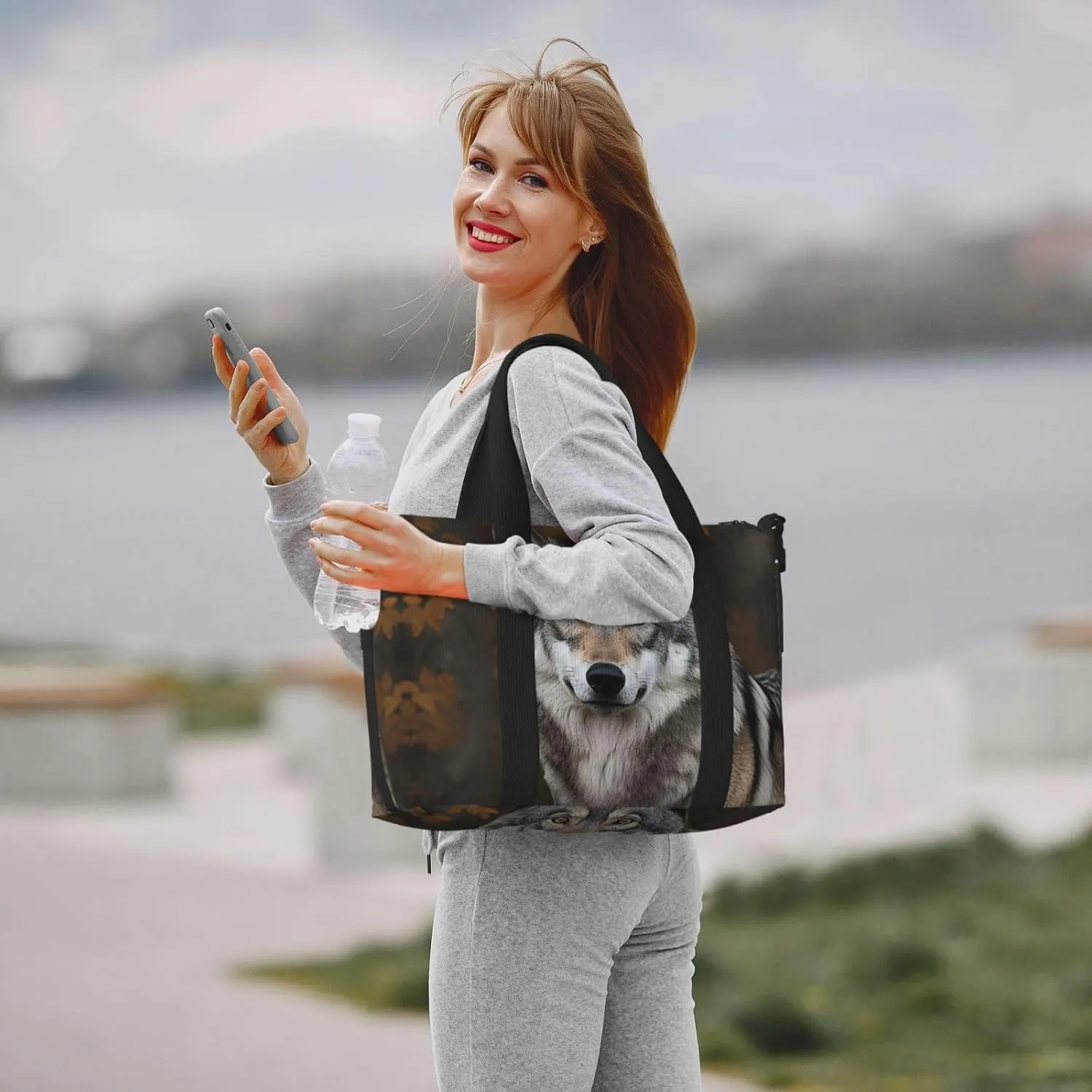 Travel Duffle Bag Weekender Bags for Men Women Adjustable Large Capacity Weekender Overnight Bag Carry On Tote Bags Waterproof Sport Gym Bag for Travel Yoga, Wild Wild Gray Wolf, One Size