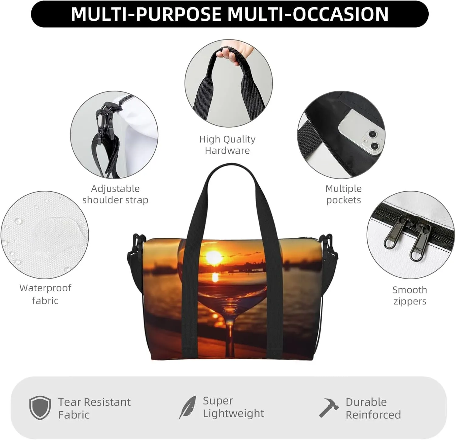Travel Duffle Bag Weekender Bags for Men Women Adjustable Large Capacity Weekender Overnight Bag Carry On Tote Bags Waterproof Sport Gym Bag for Travel Yoga