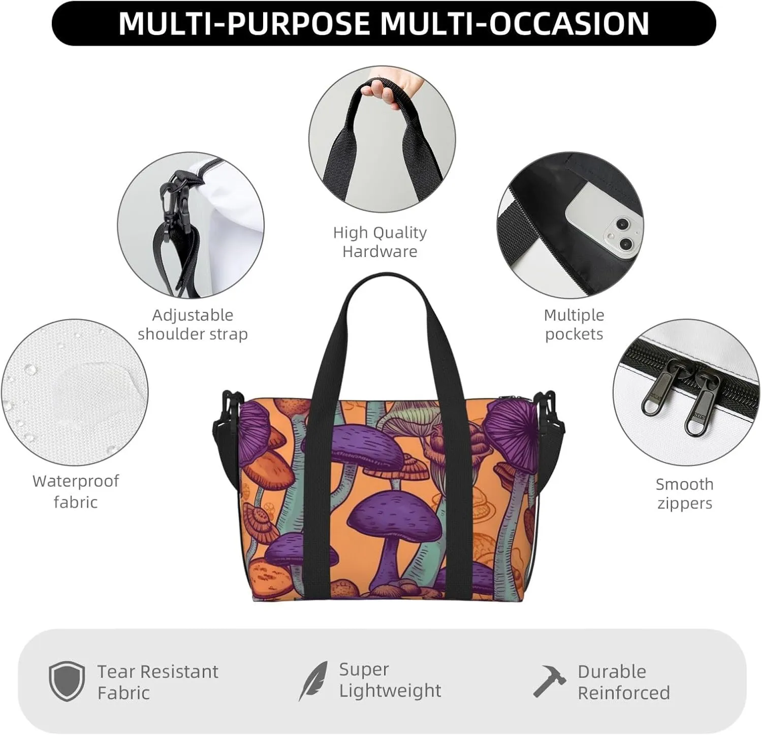 Travel Duffle Bag Weekender Bags for Men Women Adjustable Large Capacity Weekender Overnight Bag Carry On Tote Bags Waterproof Sport Gym Bag for Travel Yoga