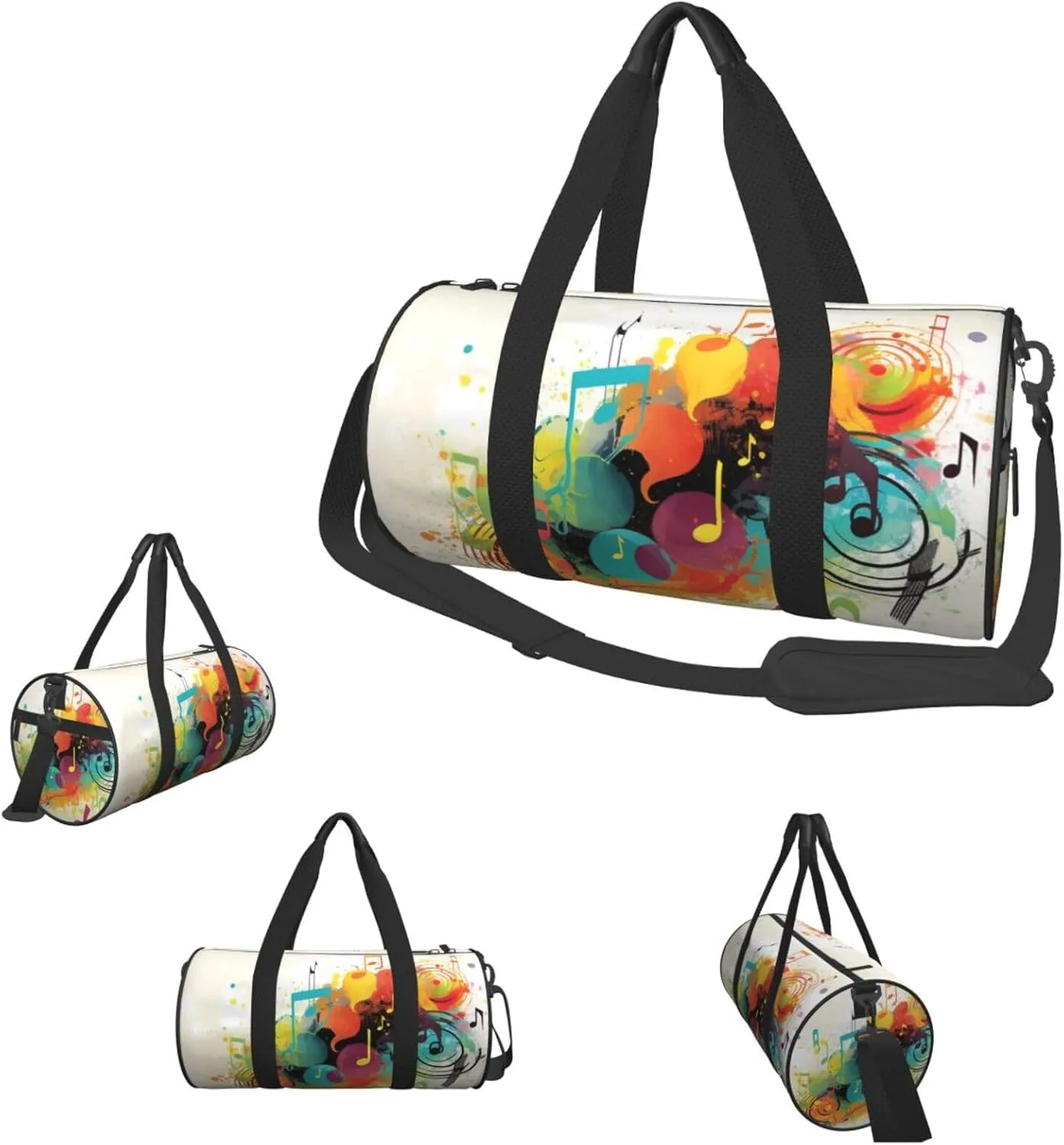Travel Duffle Bag Weekender Bags For Men Women With Shoe Compartment Large Capacity Weekender Overnight Bag Abstract Music Themed Carry On Tote Bags Sport Gym Bag For Travel Yoga