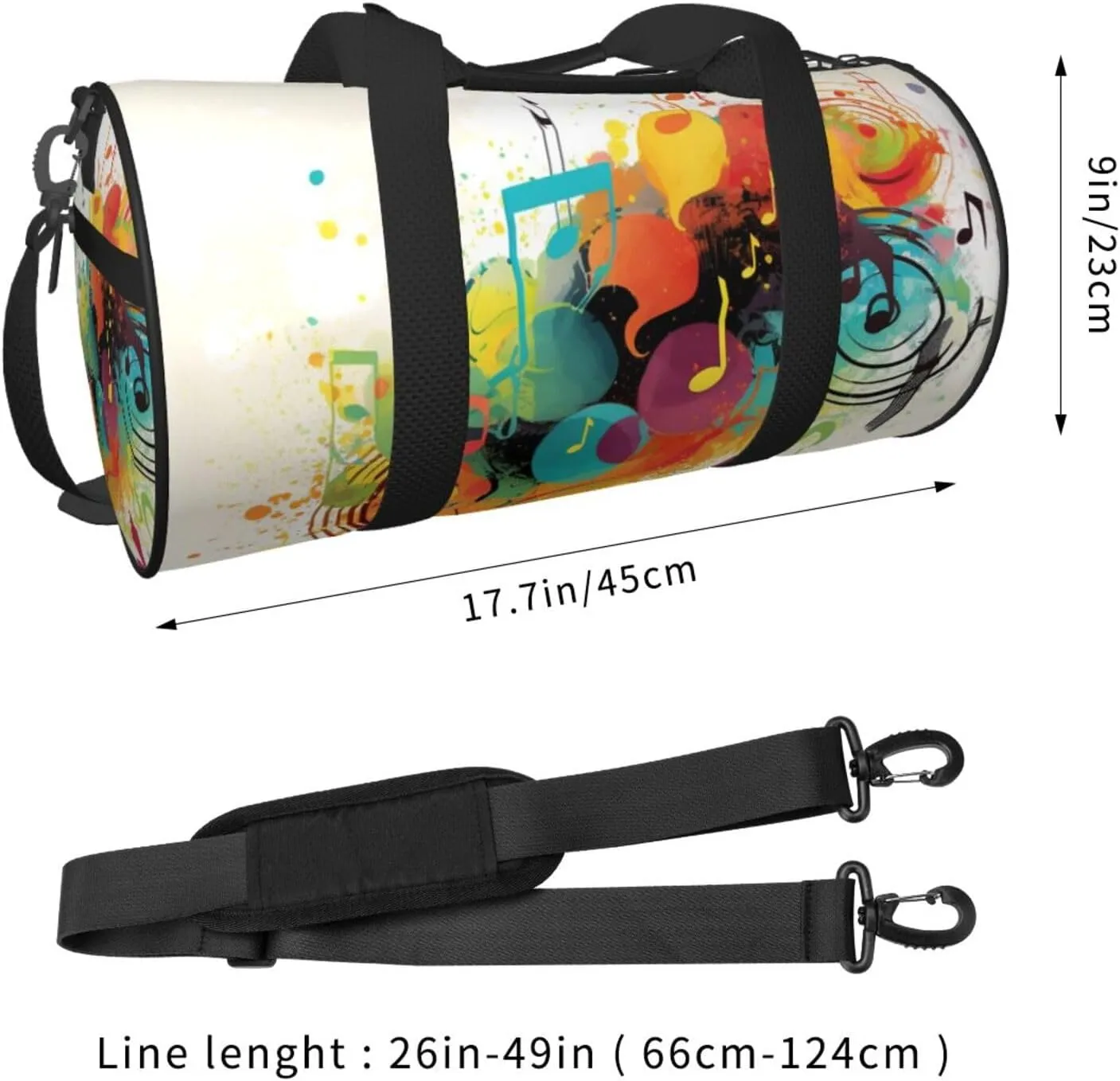 Travel Duffle Bag Weekender Bags For Men Women With Shoe Compartment Large Capacity Weekender Overnight Bag Abstract Music Themed Carry On Tote Bags Sport Gym Bag For Travel Yoga